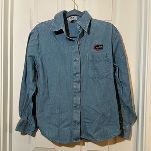 🦋 Casual Blue Denim Button Down Vantage Florida gators 🐊 Shirt size small